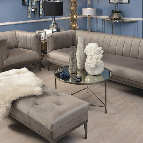 Libra Belgravia Grey Three Seater Ribbed Sofa